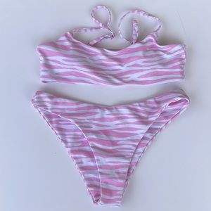 SHEIN pink zebra bikini swimsuit set